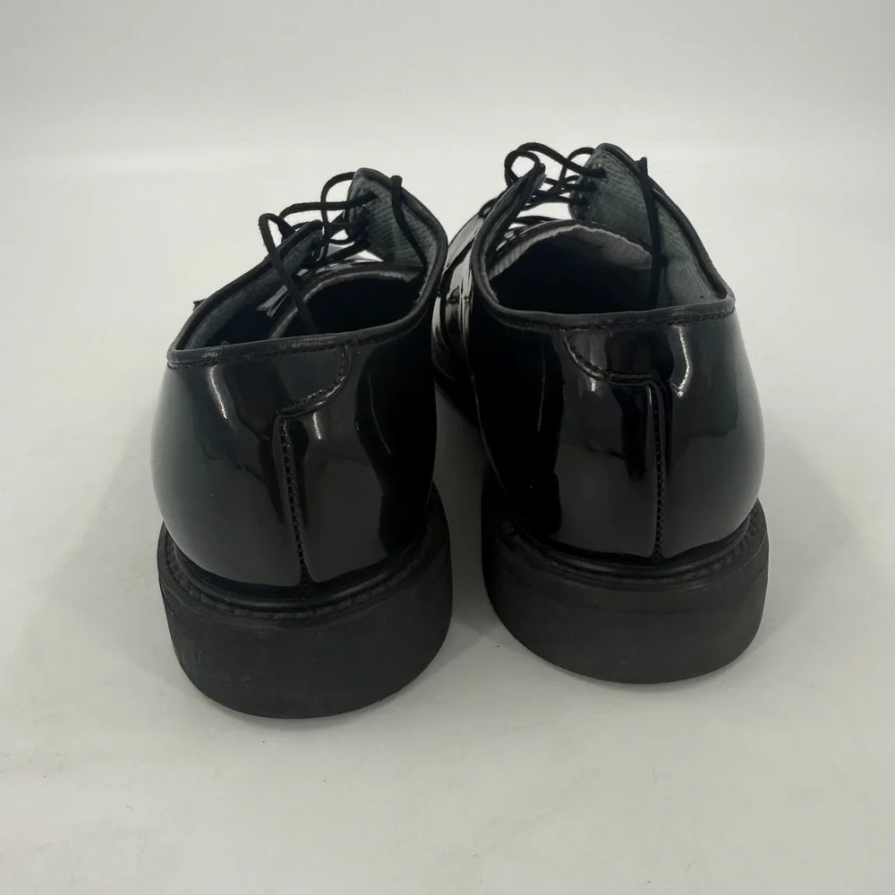 Bates Uniform 8W Oxford Dress Shoes Mens Black Patent Leather Almond Toe